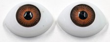1 Pair Vintage Acrylic Flat Back Doll Eyes Dark Brown About 12mm Each Unmarked