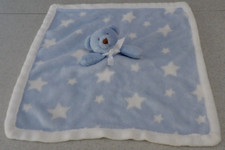 Baby Gear Blue Teddy Bear White Stars Lovey Security Blanket Plush 18" X 18"