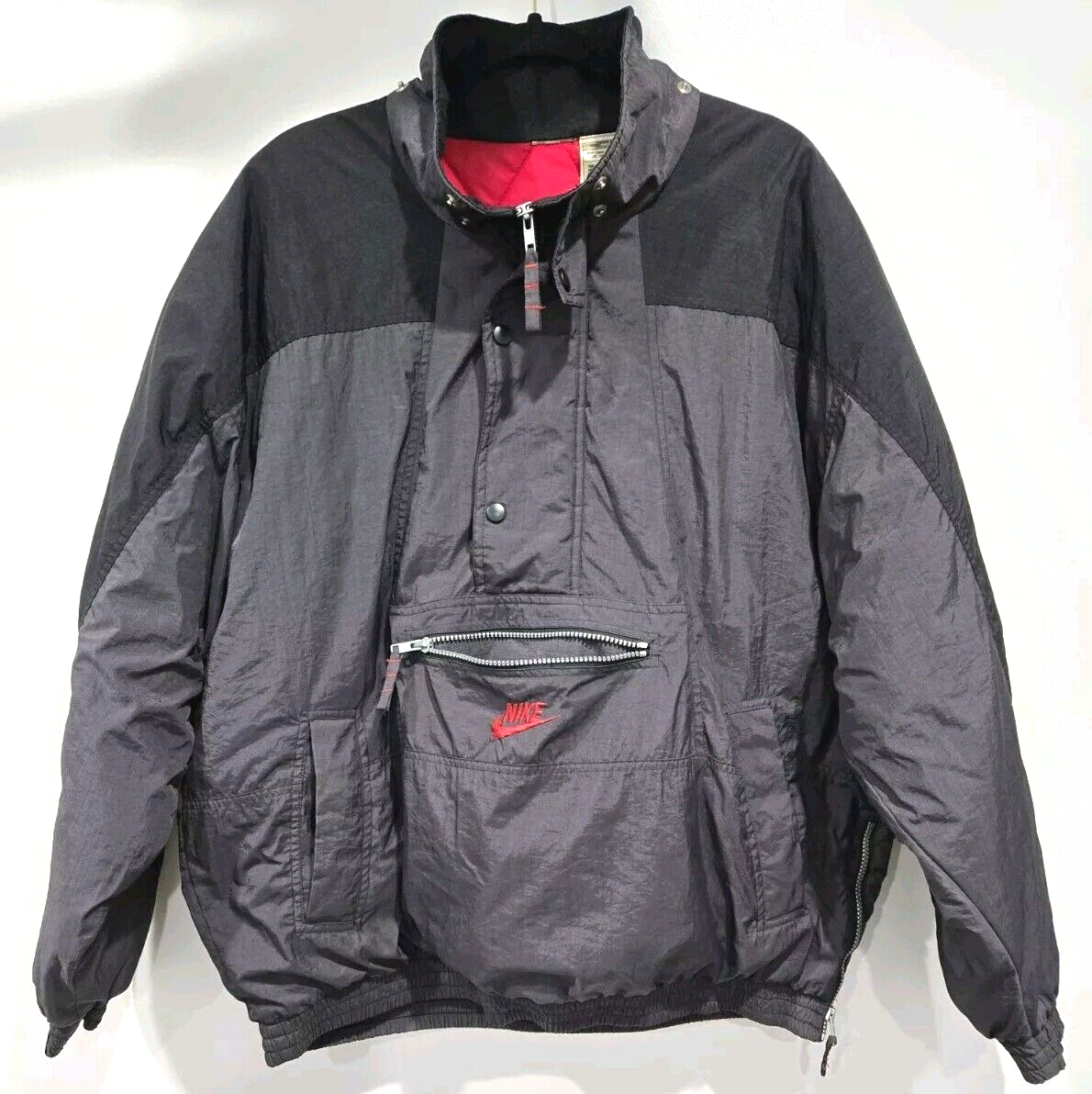 SACAI X NIKE Vintage anni 90 Nike Air Center Swoosh oversize 1 2 zip pullover puffer jacket uomo L