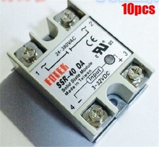 10pcs 24V-380V 40A 250V SSR-40 DA SOLID STATE RELAY MODULES 3-32V DC TO AC NEW TB