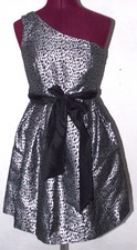 Forever 21 Juniors Dress Small Animal Print One Shoulder Metallic Prom Party
