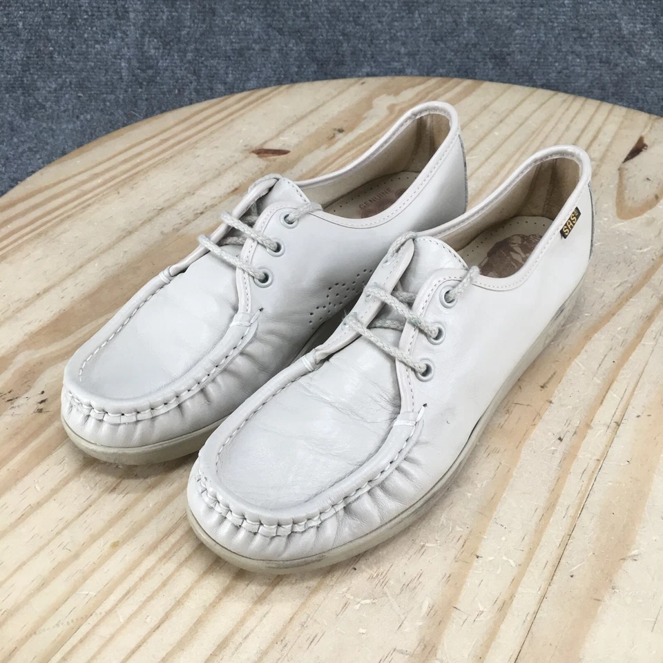 Zapatos Sas para mujer 7M informales sin usar, en caja, zapatillas Oxford cómodas de cuero beige con cordones Foto 3 de 4