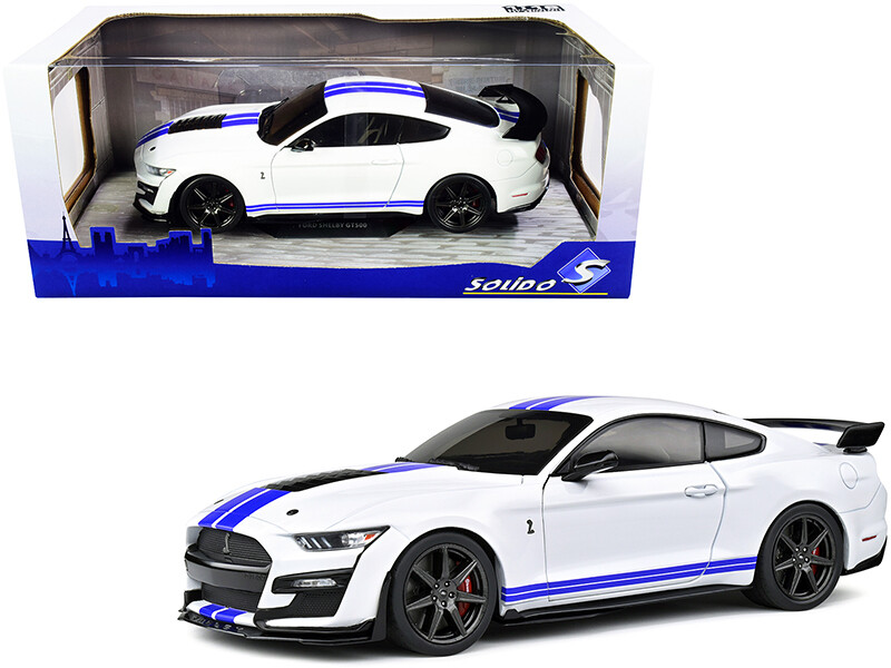 1/18 Solido 2020 Ford Mustang Shelby GT500 White w/ Blue