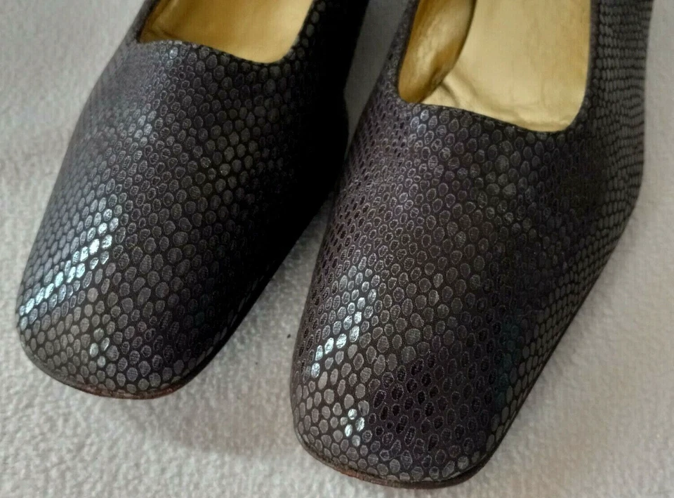 BRUNO MAGLI ITALY BROWN SNAKESKIN PATTERN CANVAS PUMPS SHOES SIZE 8.5 B - Image 3 of 4