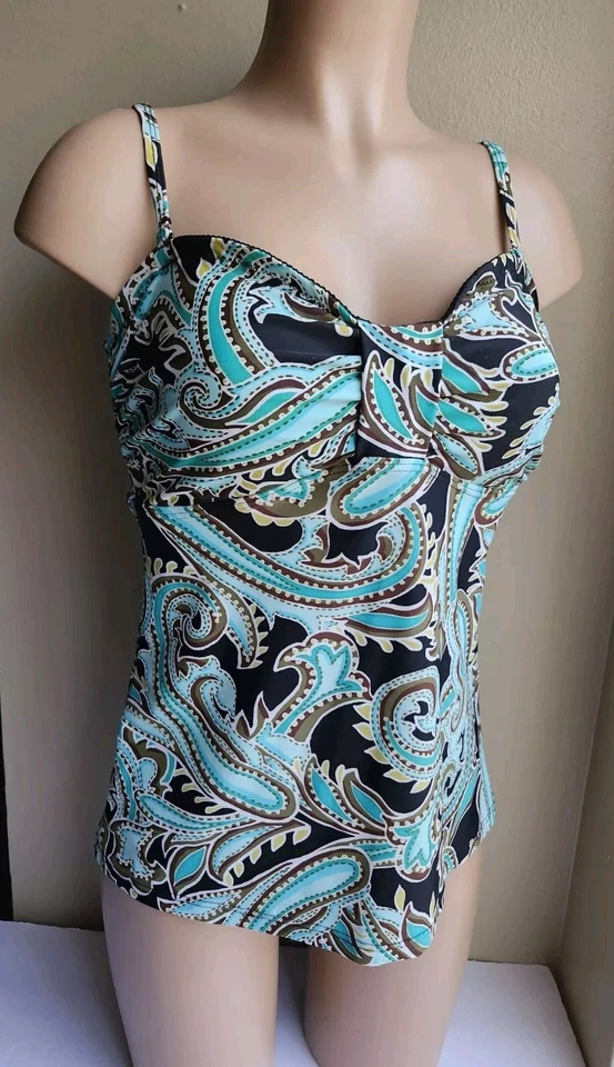 Купальный костюм Croft & Barrow топ танкини с принтом пейсли с легкой подкладкой размер 12 - Изображение 2 из 4