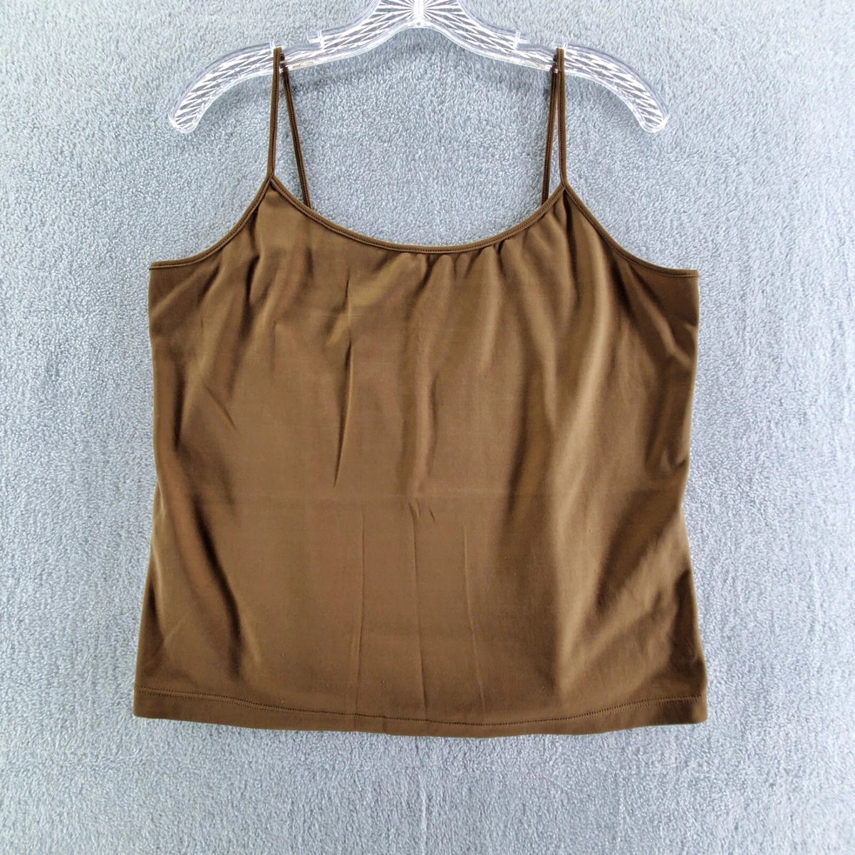 Womens Brown Lightweight Soft Spaghetti Strap Tank Top Cami Size L