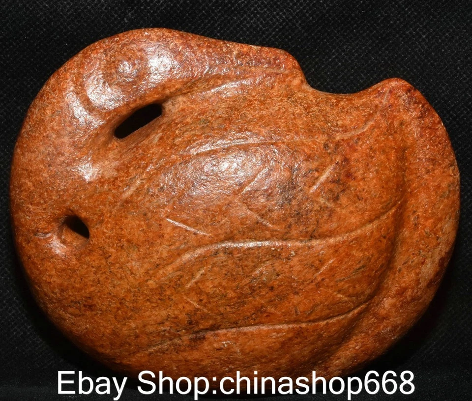 Colgante Cisne Palacio Dinastía Talla Jade Cultura Hongshan China Antigua 4.8" Foto 2 de 4