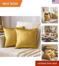 Golden Velvet Cushion Covers 18x18 Inch - Luxe Decorative Throw Pillows