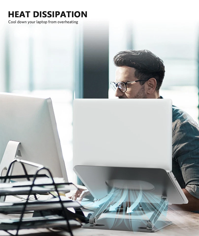 Laptop Stand, Laptop Holder, Multi-Angle Stand with Heat-Vent, Adjustable Not... - Image 4 of 4