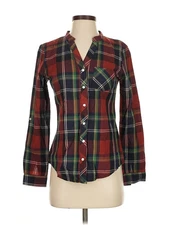 Olive and Oak Women Red Long Sleeve Button-Down Shirt XS