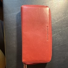 Liz Claiborne Women's Red Zip-Around Wallet, Solid, Zipper/Logo, Credit Card
