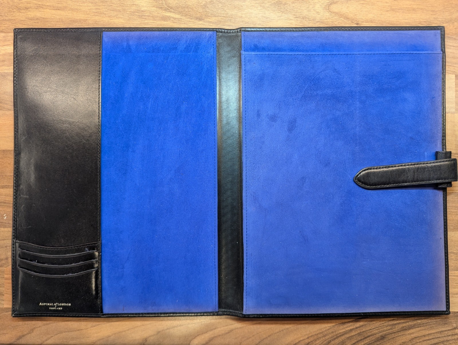 Vintage Aspinal of London Black Leather A4 Portfolio Folder