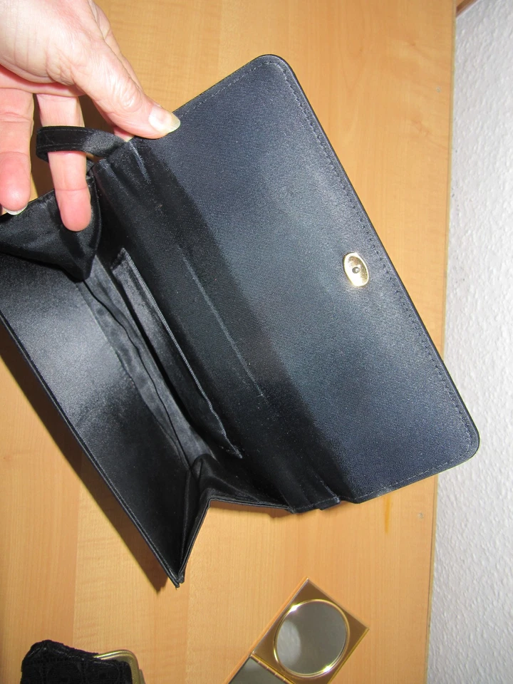 Abendtasche Theatertasche Clutch  Satin schwarz Schleife Vintage, Spiegel, Retro - Bild 3 von 4