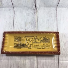 Vintage Mississippi Ceramic Souvenir Ashtray Trinket Dish With Landmarks