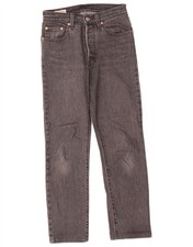 Levi's Damen 501 Straight Jeans W24 L28 Grau Baumwolle BU02