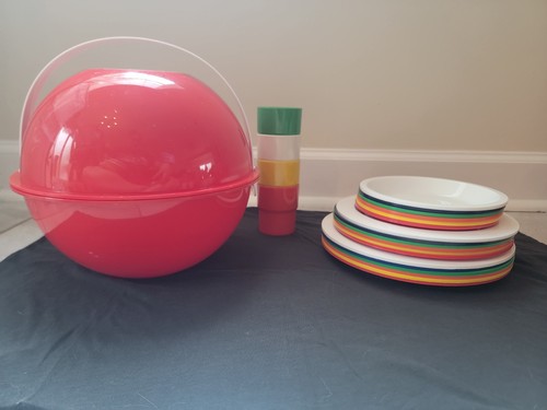 Vintage Picnic Ball Rainbow travel plastic Ingrid Chicago Retro MCM groovy