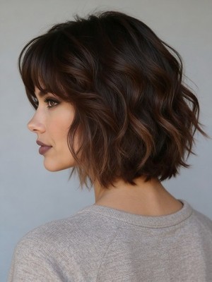 Ombre Auburn Brown Highlight Bob Wavy Perücken 13x4 Lace Front 100% Perücken