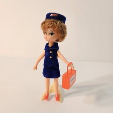 Vintage 1960s BOAC British Airways Stewardess Doll Stand Purse Shoes & Hat Rare