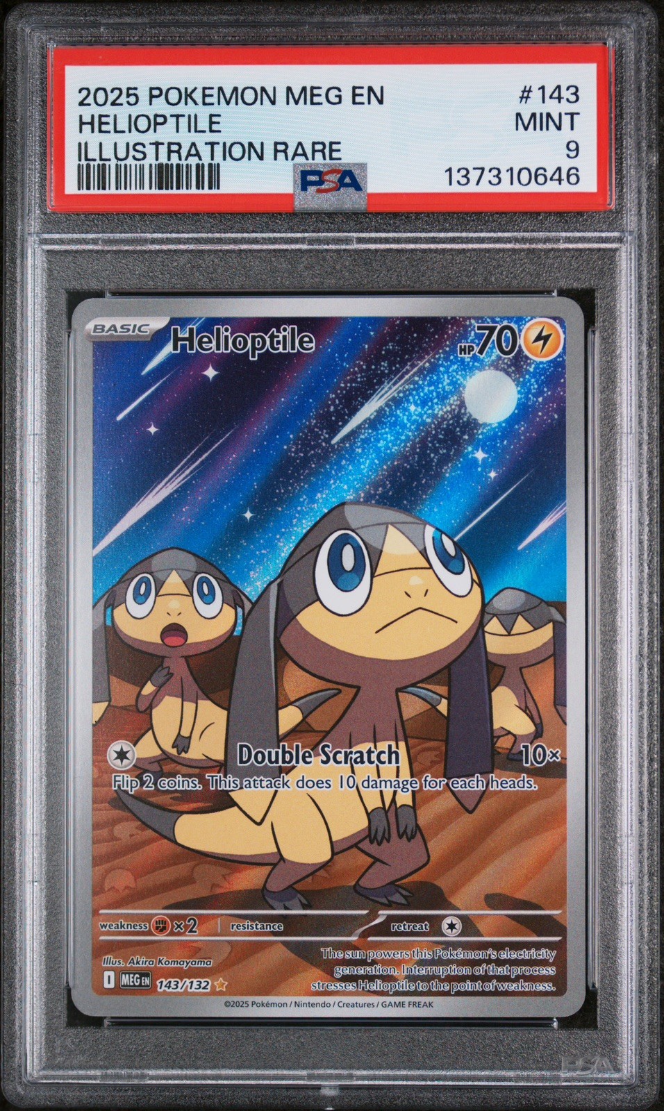 PSA 9 Mint Helioptile Illustration Rare #143 Pokémon Mega Evolution 2025