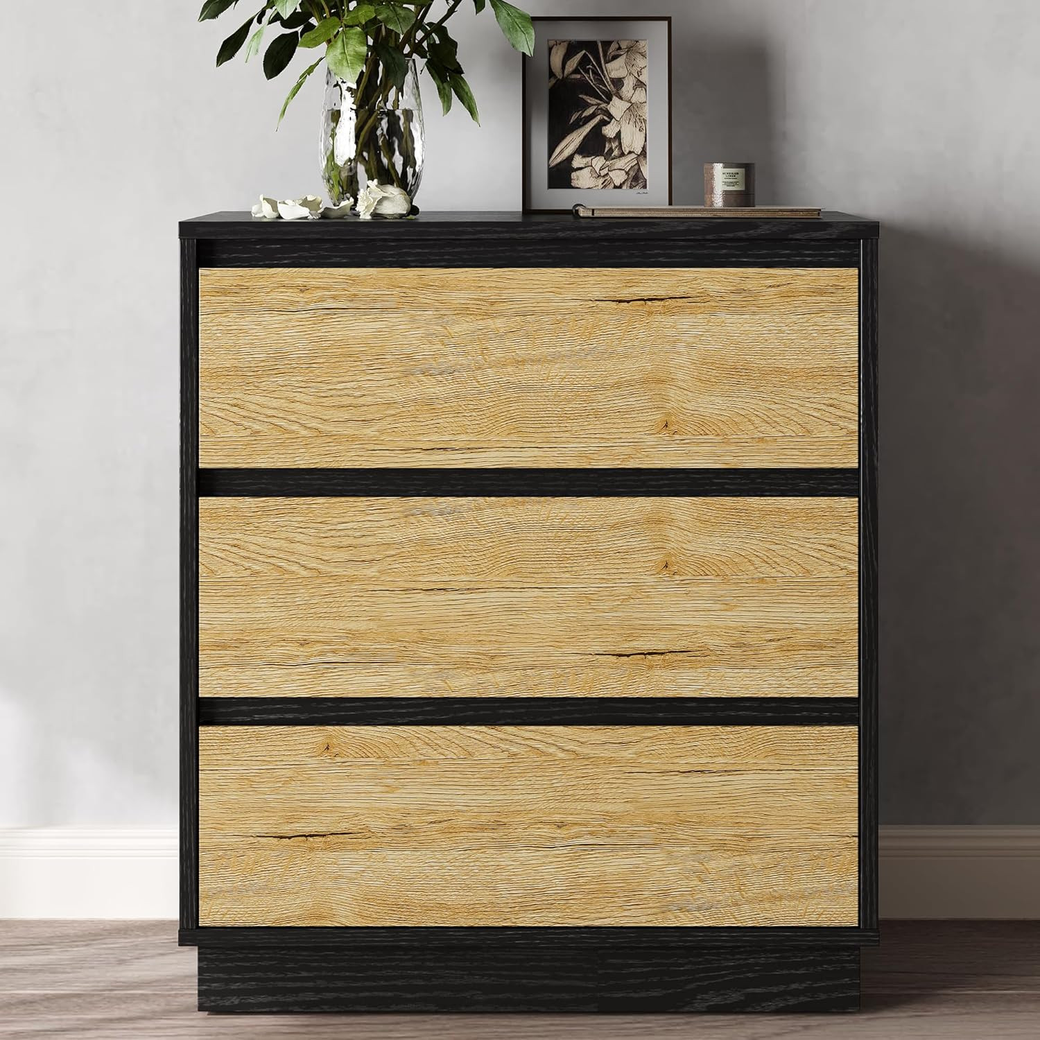 Large Nightstand for Bedroom, Tall End Table with 3 Drawers, Large Bedside Table