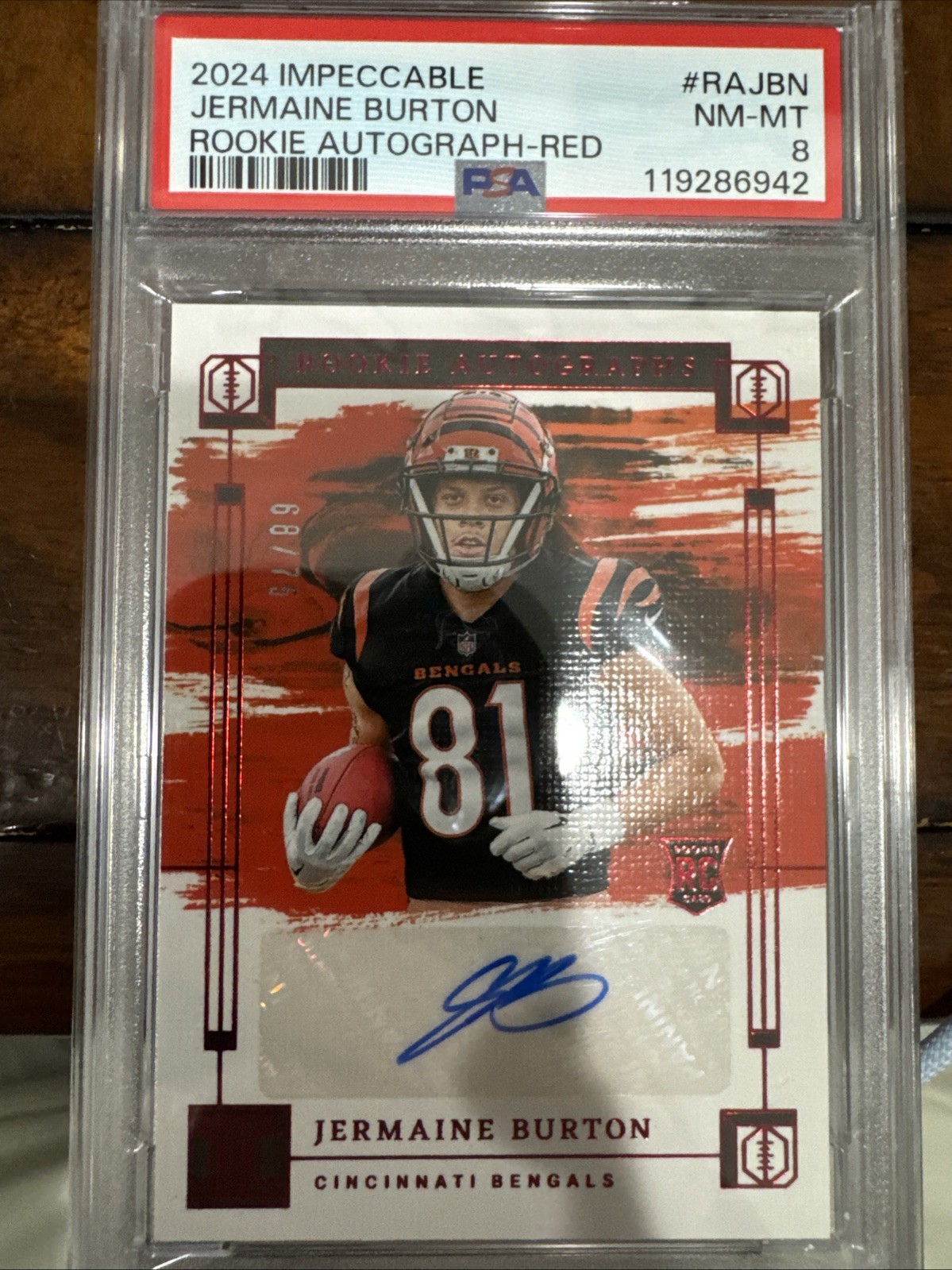 Jermaine Burton Panini Impeccable Rookie Autographs #RAJBN Red