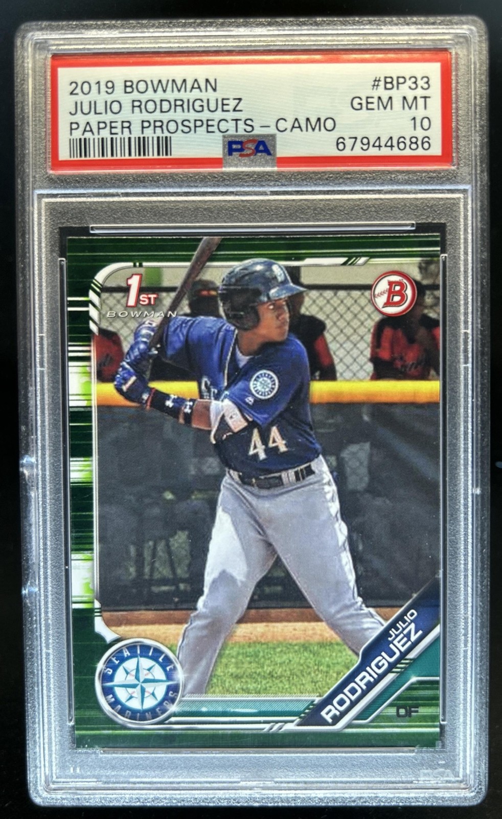 2019 Bowman Julio Rodriguez Prospects Camo #BP-33 PSA 10 GEM MINT