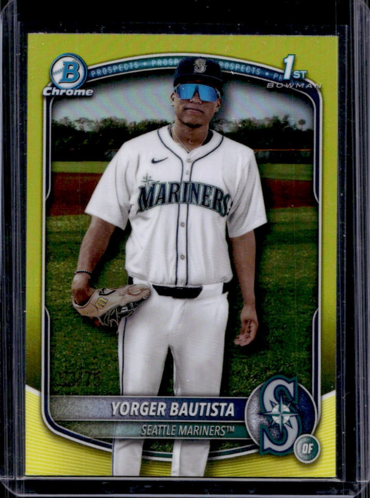 2025 Bowman Chrome Yorger Bautista Yellow Refractor 1st Prospect #/75 Mariners