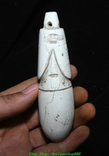 4.7"China Liangzhu Culture Old Jade Carved Beast Face Awl Bodkin Zhuizi Statue