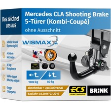BRINK ANHÄNGERKUPPLUNG vert. abnehmbar für MB CLA Shooting Brake +7pol E-Satz un