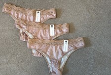 3 x Marks and Spencer M&S Women's Ladies Brown Beige Brazlian Knickers XS 4-6