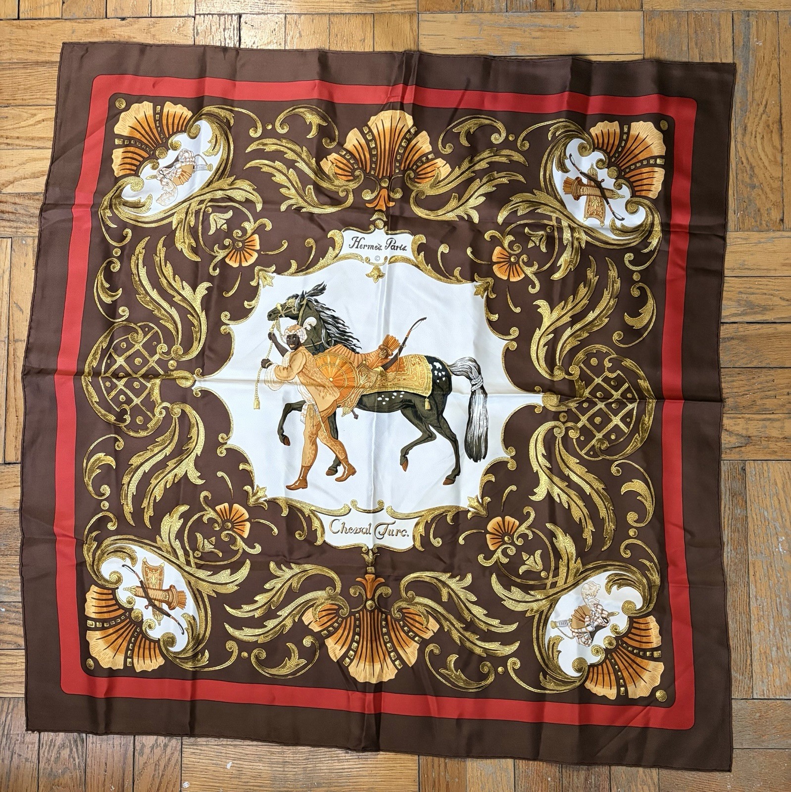 HERMES PARIS Cheval Turc Silk Scarf Vintage