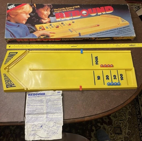 VTG 1986 Ideal Rebound Board Game 7091 Complete With Box 2 Score Slider DMG