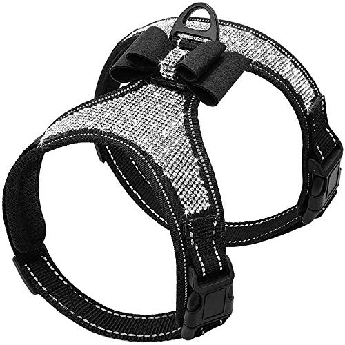 Rhinestone Dog Harness - Reflective Bling Nylon Dog Vest with Sparkly Bow Tie... - Photo 4/9