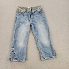 Bongo Jeans Girls 12 Light Wash Blue Embroidered Waist Pockets Double Button