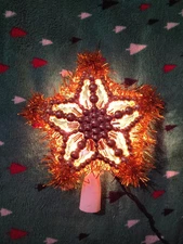 VINTAGE Regal GOLD Tinsel 10 LIGHT Christmas TREE Topper REVCO HOLIDAY ORNAMENT