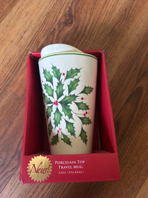 Lenox Winter Greetings Porcelain Top Travel Mug