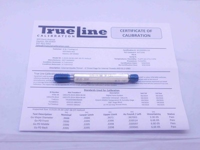 CERTIFIED 5/16 24 UNF 3B STI HELICOIL THREAD PLUG GAGE .3125 GO NOGO .3395 .3421