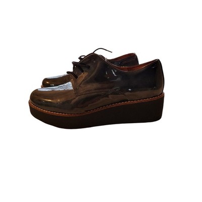 Marroqui Sanchez Wm Sz 8.5 Black Pattern Leather Wedge Tie 1276