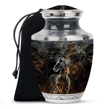 Black Horse Funeral Large Urn For Ashes For Mom Dad 10 Inch