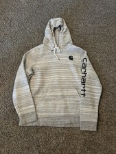 Carhartt Boys Striped Pullover Hoodie Gray White Size L 12-14 