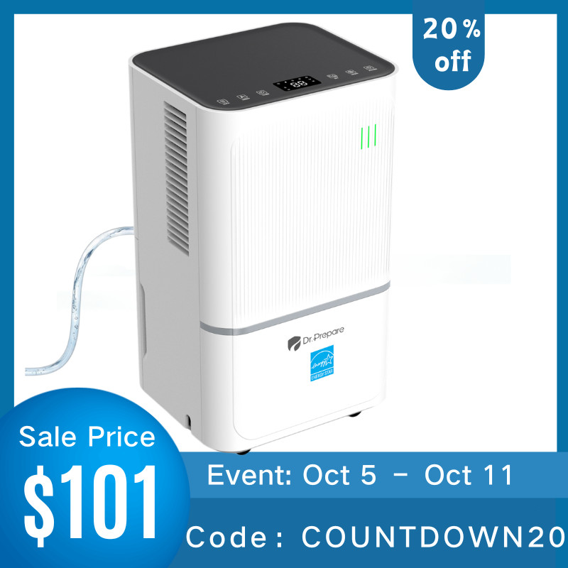 DR.PREPARE 2600 Sq.Ft Energy Star Most Efficient 2025 Dehumidifier, Max 38 Pints