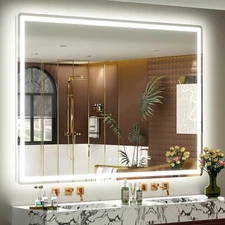 LED Bathroom Mirror with Lights 50"x 40", Rounded Rectangle Lighted Vanity Mi...