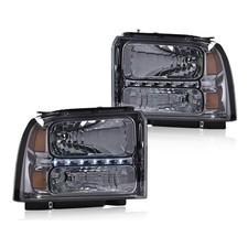 LED DRL Headlights Assembly Compatible with 2005 2006 2007 Ford F250 F350 F450