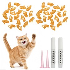 Cat Nail Caps, Cat Claw Covers with Adhesive Glue (40 Pcs, S, Glitter Gold)