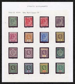 Malaya Straits Settlement Stamps 1906 12 KEVII Wmk Multi Crown CA To $5 MOG VF