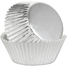 WILTON DECORATING - 4 PKGS CUPCAKE LINERS -96 PCS - SILVER  DESIGN