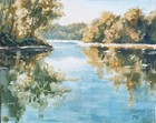 Lake Forest ORIGINAL Oil Painting Modern River Reflection Water Fine Art 8
