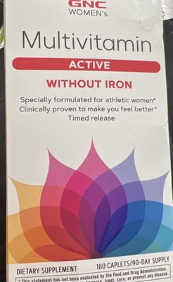GNC Women's Multivitamin Active without Iron Dietary Supplement, 180 Caplets