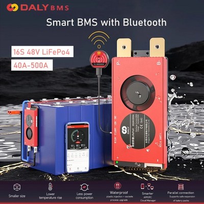 Daly Smart BMS Balance BMS LiFePo4 16S 48V 40A-500A RS485 CAN+Bluetooth Module