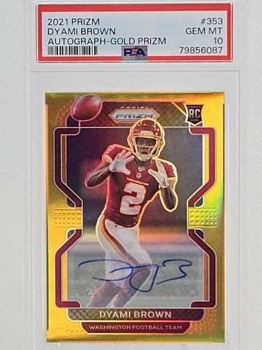 Psa 10 ~ 2021-22 Prizm Dyami Brown GOLD PRIZM AUTO /10 RC Rookie Commanders